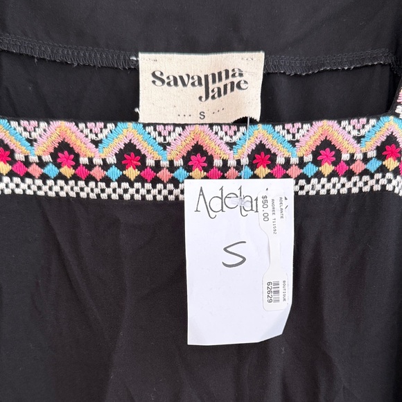 Savanna Jane Florel Black Top with Colorful Floral Embroidery - Picture 2 of 9